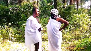 Stepson nails curvy African MILF wife in the bush & she loves it! - 2 image