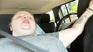 Wife using her Toy on the way Home