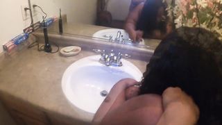 Step Dad Fucks Ebony Step Daughter and Pisses on her while Twerking during Splits and Swallows Piss! - 12 image