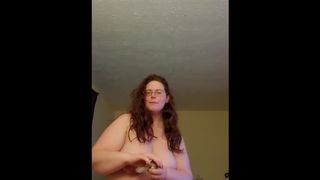 BBW Smokes and Dances around Shaking Tits and Rubbing Pussy - 1 image