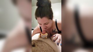 Hungry Pregnant Girlfriend Eats a Donut off of my Cock! - 4 image