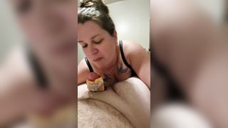 Hungry Pregnant Girlfriend Eats a Donut off of my Cock! - 7 image