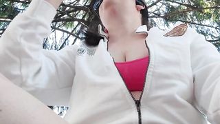 Smoking in a Public Garden Tits outside and Feet in Flip Flops - 12 image