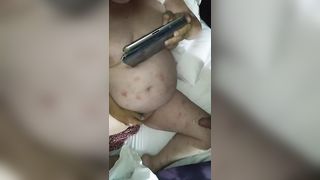 She cums as I shoot a load on her thigh - 10 image