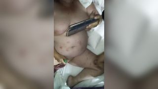 She cums as I shoot a load on her thigh