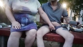 jerking off my cock in the yard on a bench - 5 image