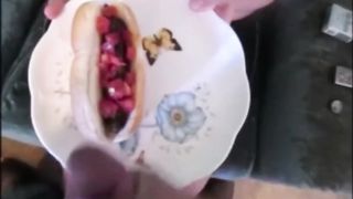 Sexy Cum Slut Eating Hotdog Cover In Thick Cum - 7 image